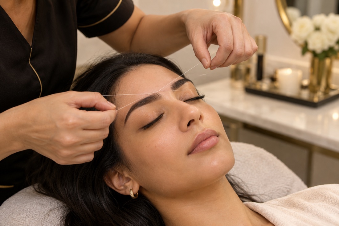 Professional eyebrow shaping treatment