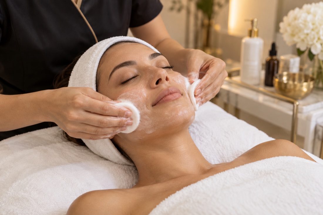 Relaxing professional facial treatment