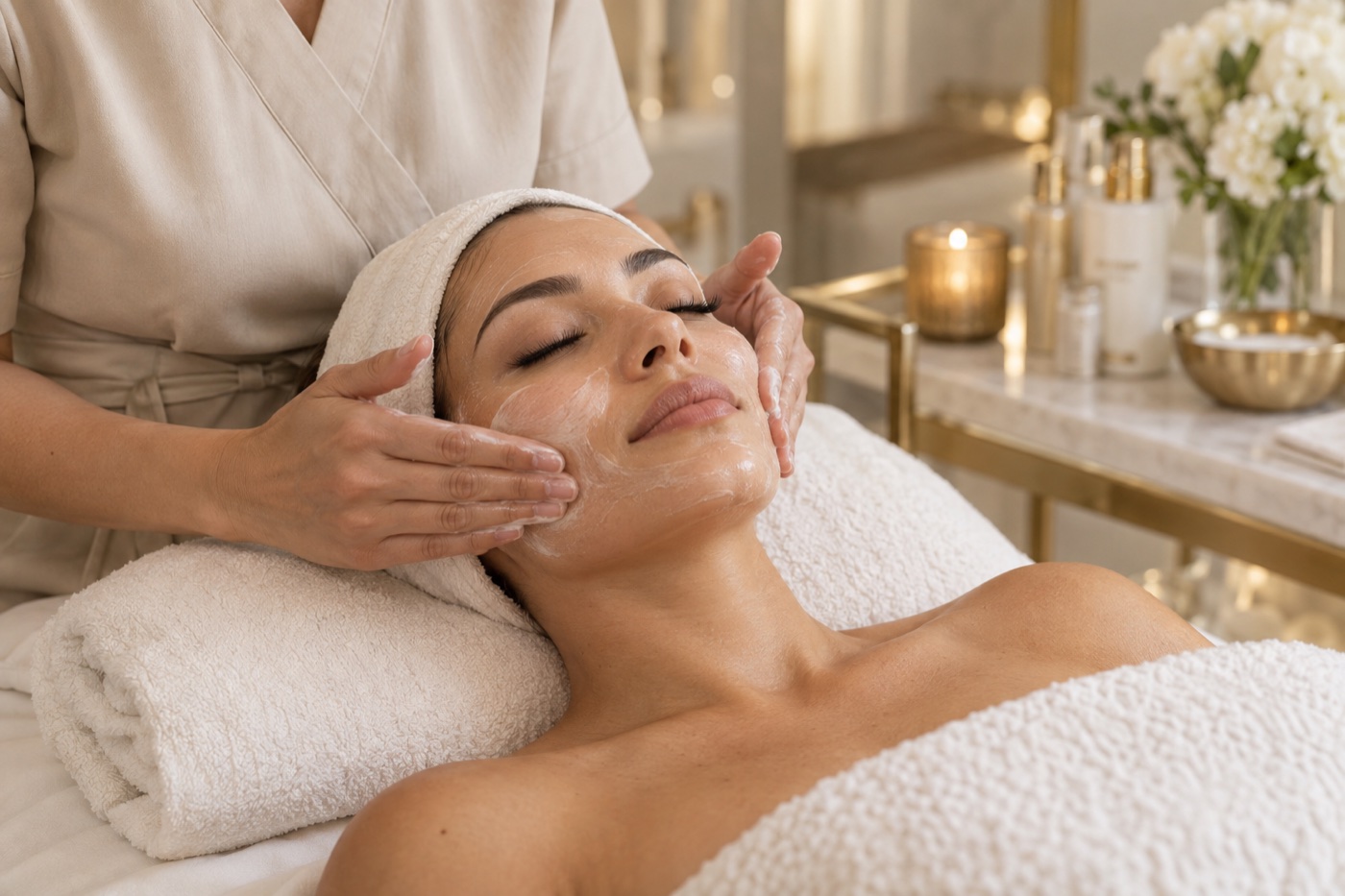 Relaxing professional facial treatment